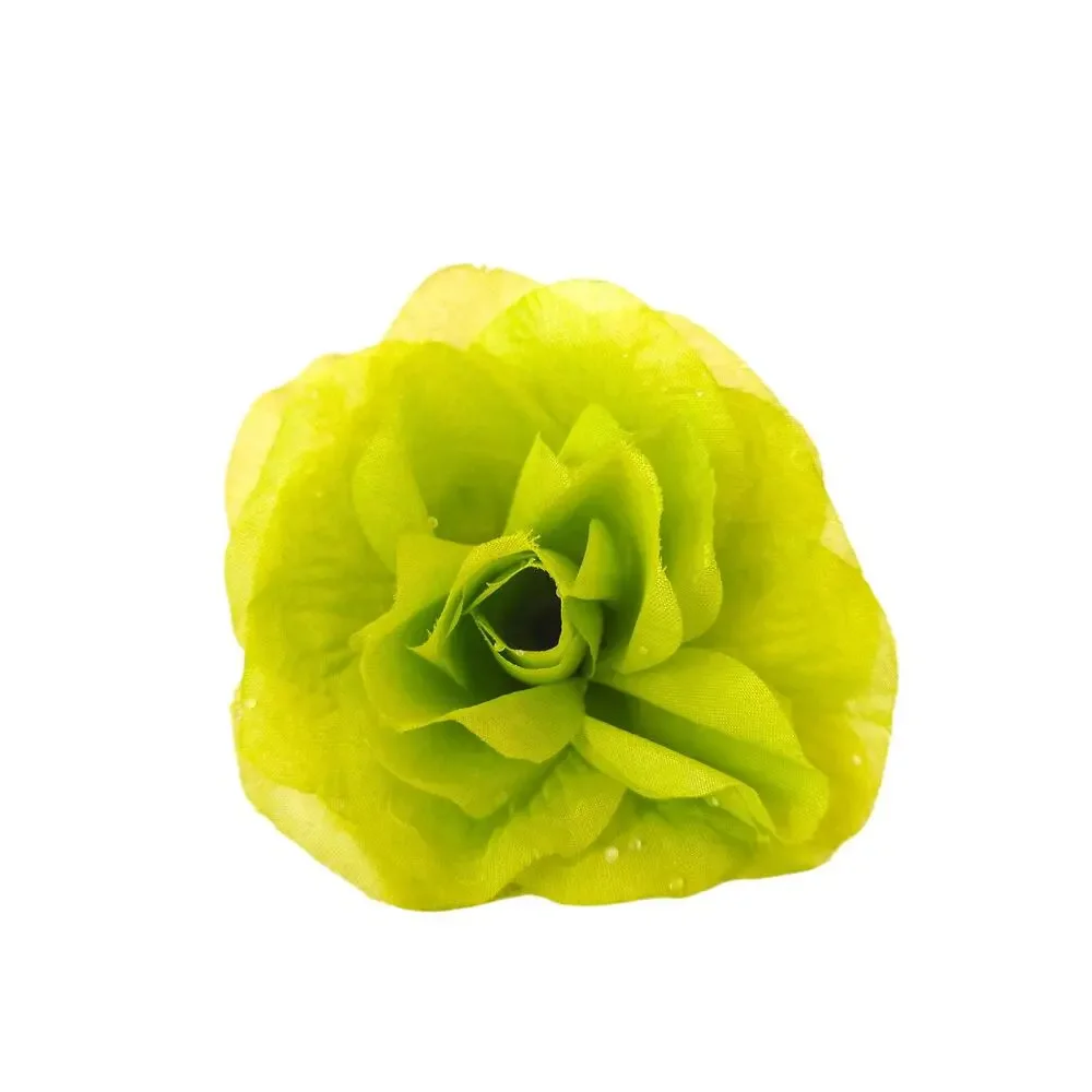 Lime Green Artificial Roses 3in Fluffy Silk Flower Stems Wedding Craft Lot of 21